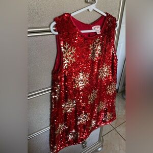 Cat & Jack Reversible Sequin Snowflake Dress, Size 7/8